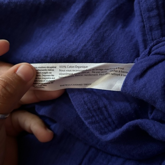 Eileen Fisher Blue Midi Dress with Slit and Dolman Sleeves Size: Small - Picture 5 of 6